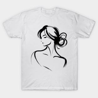 Stick figure woman in black ink T-Shirt